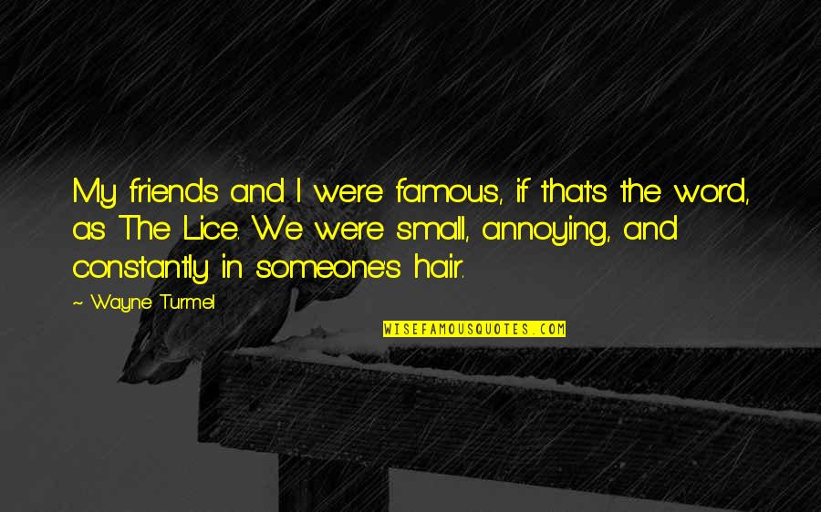 Small And Famous Quotes By Wayne Turmel: My friends and I were famous, if that's