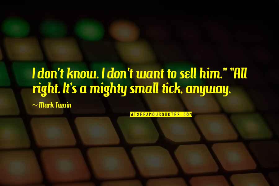 Small And Mighty Quotes By Mark Twain: I don't know. I don't want to sell