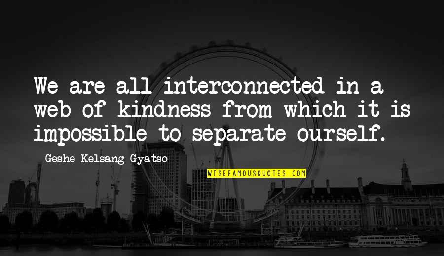 Small And Powerful Quotes By Geshe Kelsang Gyatso: We are all interconnected in a web of