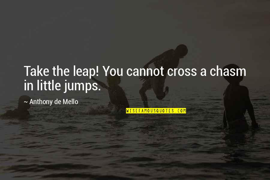 Small And Tall Quotes By Anthony De Mello: Take the leap! You cannot cross a chasm