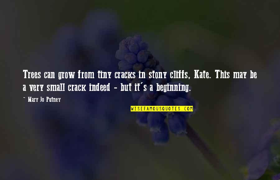 Small Beginning Quotes By Mary Jo Putney: Trees can grow from tiny cracks in stony