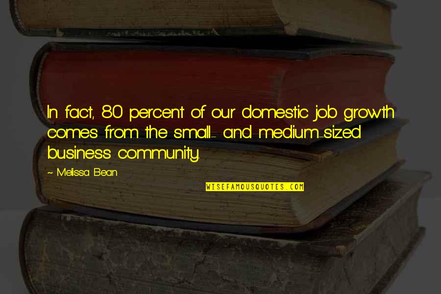Small Business Growth Quotes By Melissa Bean: In fact, 80 percent of our domestic job Small Business Growth Quotes By Melissa Bean: In fact, 80 percent of our domestic job