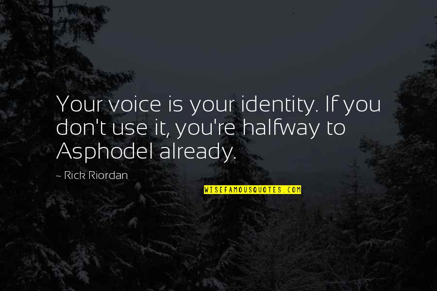 Small Business Inspirational Quotes By Rick Riordan: Your voice is your identity. If you don't