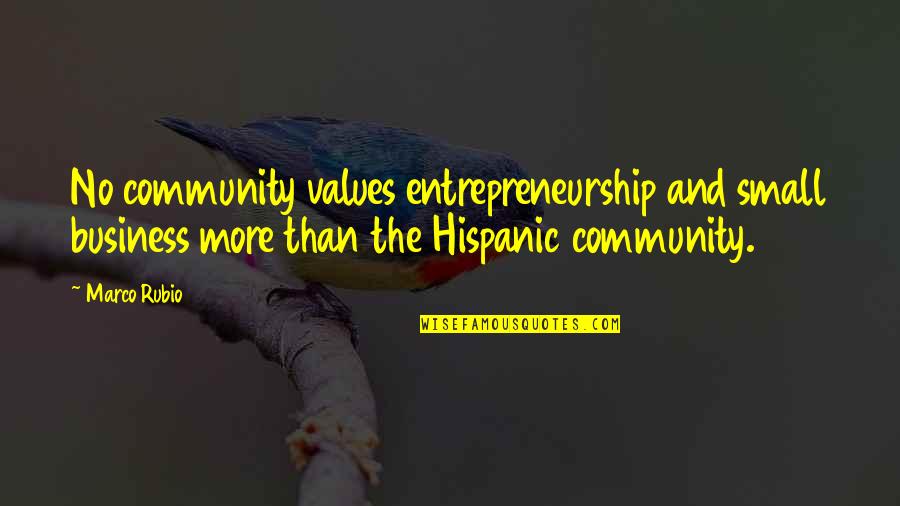 Small Business Quotes By Marco Rubio: No community values entrepreneurship and small business more