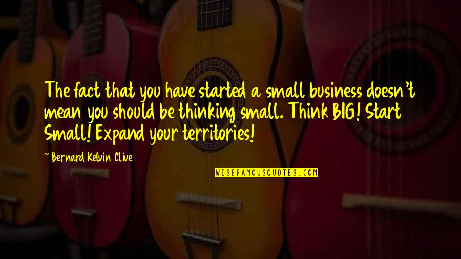 Small Business Vs Big Business Quotes By Bernard Kelvin Clive: The fact that you have started a small