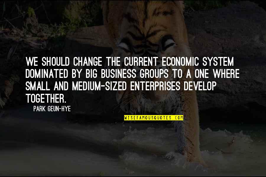 Small Business Vs Big Business Quotes By Park Geun-hye: We should change the current economic system dominated