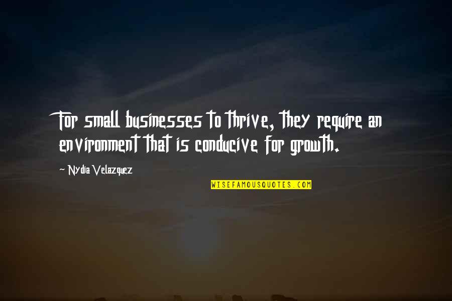 Small Environment Quotes By Nydia Velazquez: For small businesses to thrive, they require an