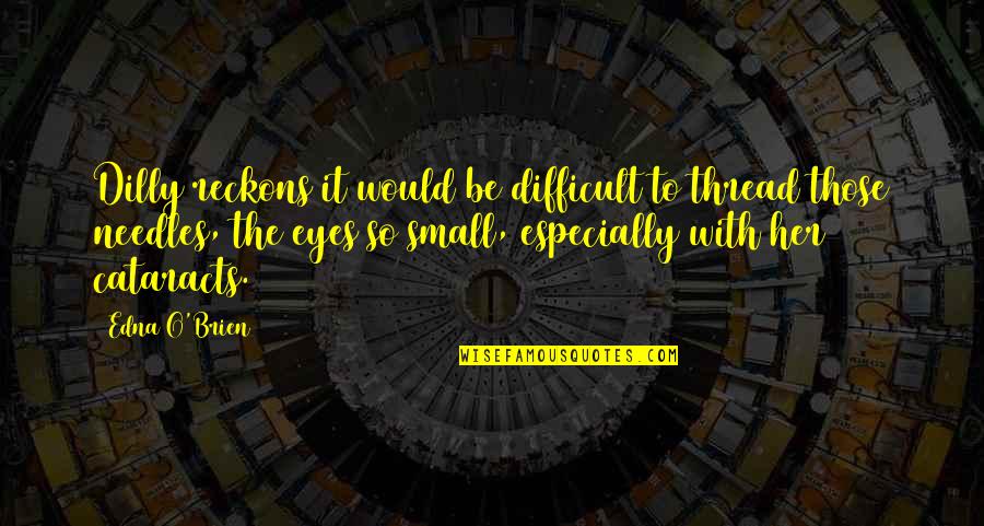 Small Eyes Quotes By Edna O'Brien: Dilly reckons it would be difficult to thread Small Eyes Quotes By Edna O'Brien: Dilly reckons it would be difficult to thread