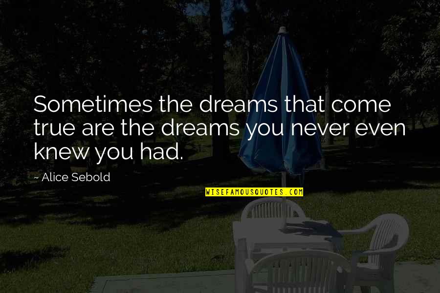 Small Girl Big World Quotes By Alice Sebold: Sometimes the dreams that come true are the