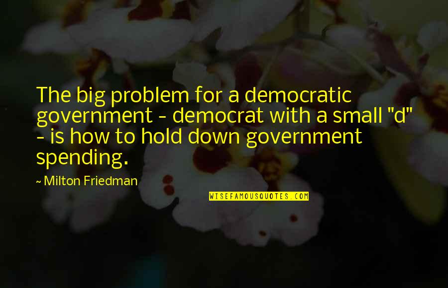 Small Government Quotes By Milton Friedman: The big problem for a democratic government -