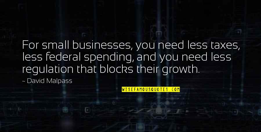 Small Growth Quotes By David Malpass: For small businesses, you need less taxes, less