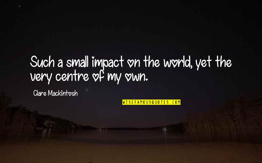 Small Impact Quotes By Clare Mackintosh: Such a small impact on the world, yet