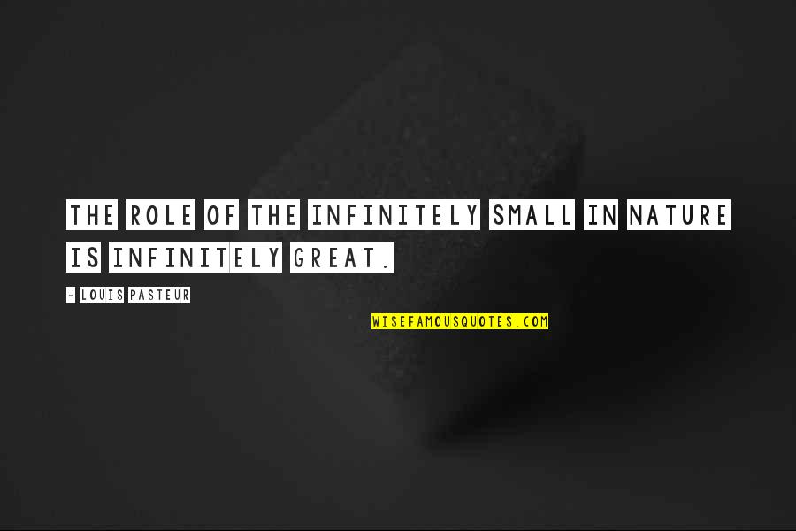 Small In Nature Quotes By Louis Pasteur: The role of the infinitely small in nature