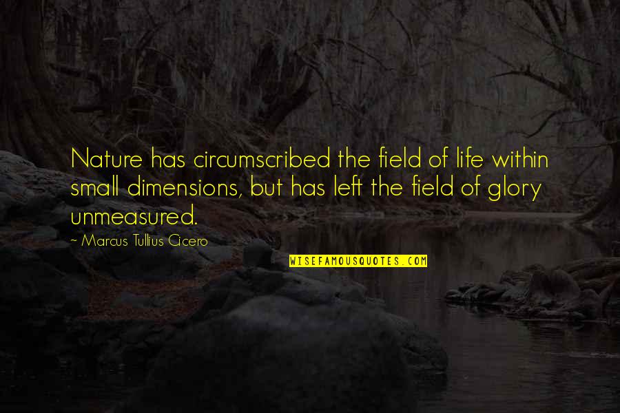 Small In Nature Quotes By Marcus Tullius Cicero: Nature has circumscribed the field of life within