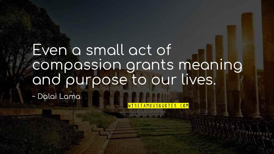 Small Lives Quotes By Dalai Lama: Even a small act of compassion grants meaning