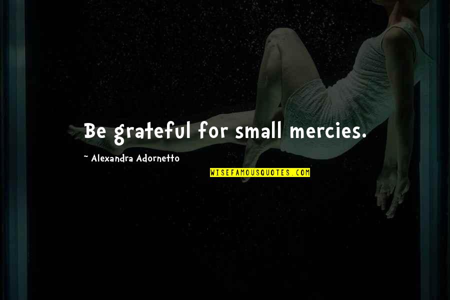 Small Mercies Quotes By Alexandra Adornetto: Be grateful for small mercies. Small Mercies Quotes By Alexandra Adornetto: Be grateful for small mercies.