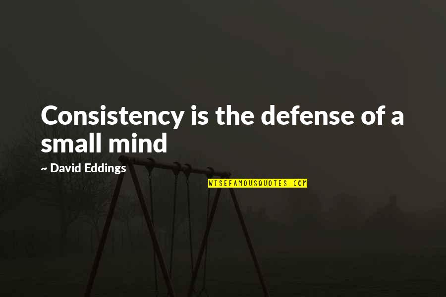 Small Mind Quotes By David Eddings: Consistency is the defense of a small mind
