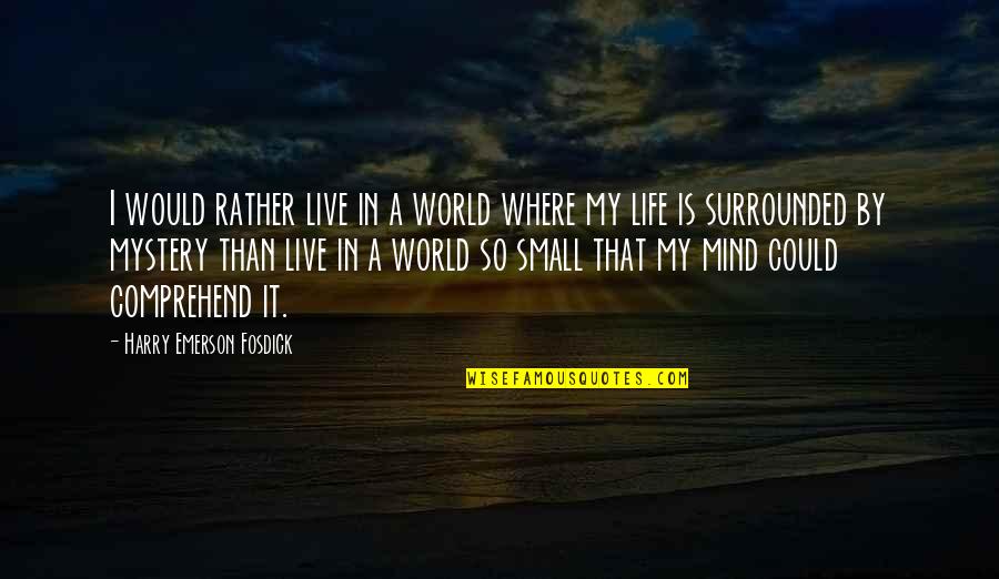 Small Mind Quotes By Harry Emerson Fosdick: I would rather live in a world where
