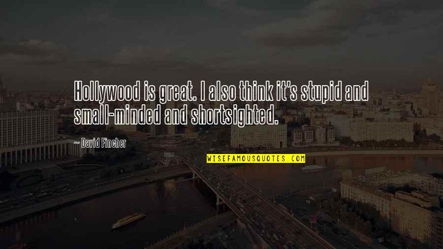 Small Minded Quotes By David Fincher: Hollywood is great. I also think it's stupid