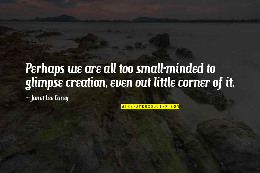 Small Minded Quotes By Janet Lee Carey: Perhaps we are all too small-minded to glimpse