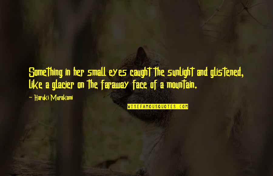 Small Mountain Quotes By Haruki Murakami: Something in her small eyes caught the sunlight