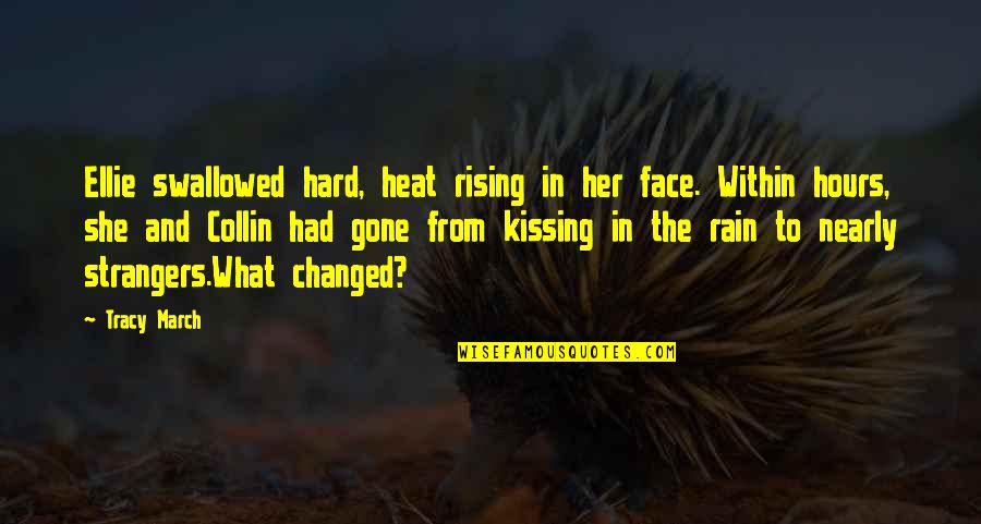 Small N Sweet Quotes By Tracy March: Ellie swallowed hard, heat rising in her face. Small N Sweet Quotes By Tracy March: Ellie swallowed hard, heat rising in her face.