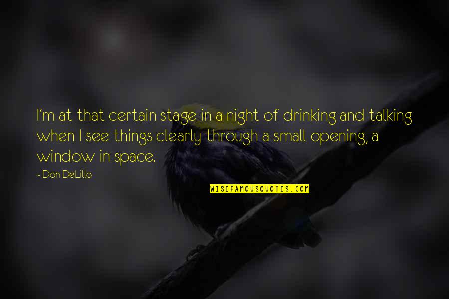 Small Night Quotes By Don DeLillo: I'm at that certain stage in a night