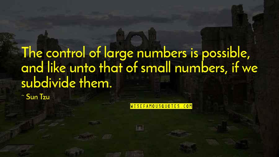 Small Numbers Quotes By Sun Tzu: The control of large numbers is possible, and
