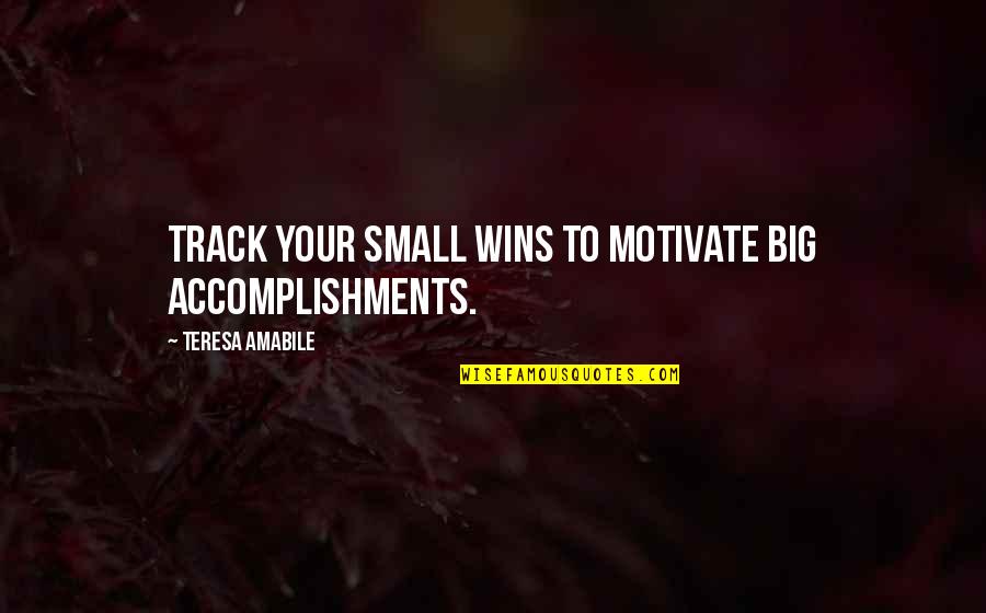 Small Or Big Accomplishments Quotes By Teresa Amabile: Track your small wins to motivate big accomplishments.
