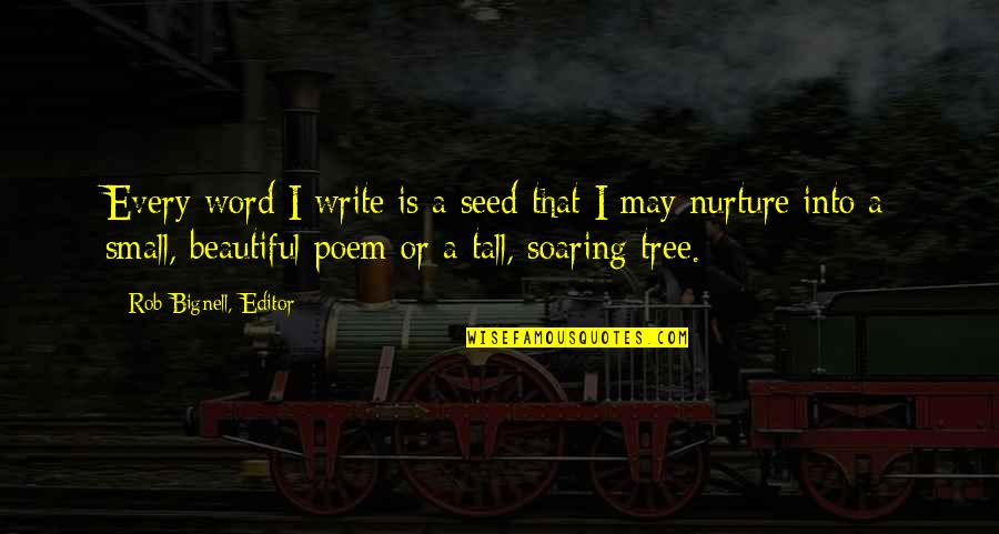 Small Poem Quotes By Rob Bignell, Editor: Every word I write is a seed that