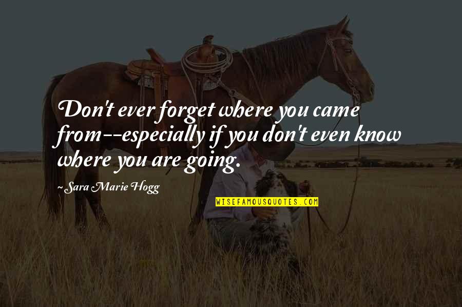 Small Quotes By Sara Marie Hogg: Don't ever forget where you came from--especially if