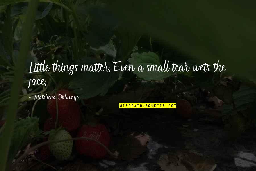 Small Sayings And Quotes By Matshona Dhliwayo: Little things matter. Even a small tear wets