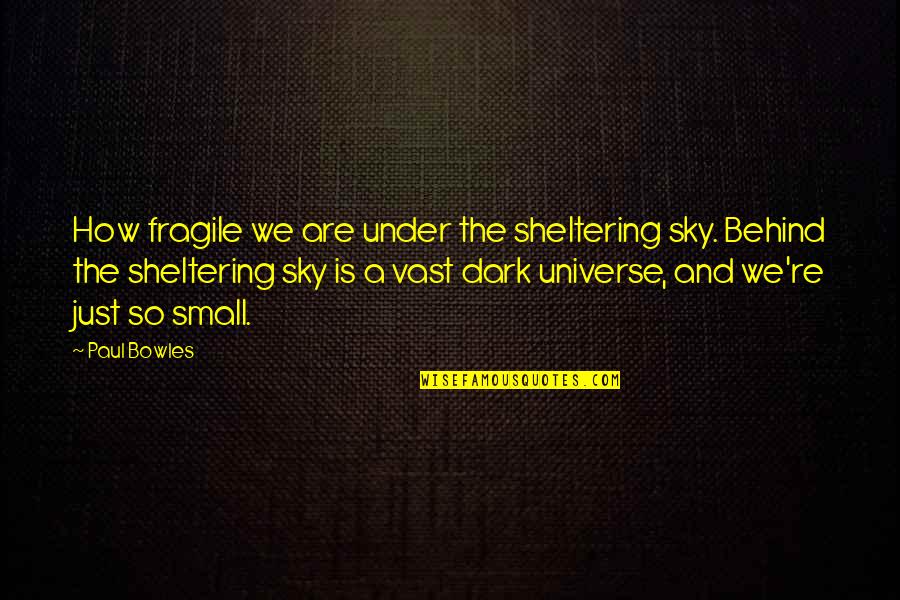 Small Sky Quotes By Paul Bowles: How fragile we are under the sheltering sky.