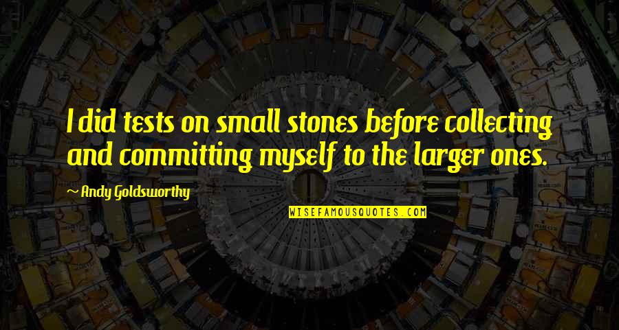 Small Stones With Quotes By Andy Goldsworthy: I did tests on small stones before collecting