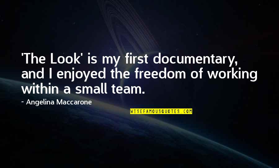 Small Team Quotes By Angelina Maccarone: 'The Look' is my first documentary, and I