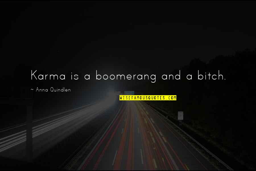 Small Things Famous Quotes By Anna Quindlen: Karma is a boomerang and a bitch.