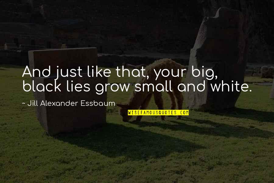 Small White Quotes By Jill Alexander Essbaum: And just like that, your big, black lies