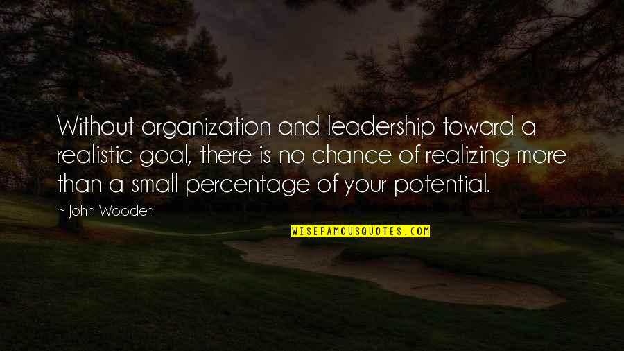 Small Wooden Quotes By John Wooden: Without organization and leadership toward a realistic goal,