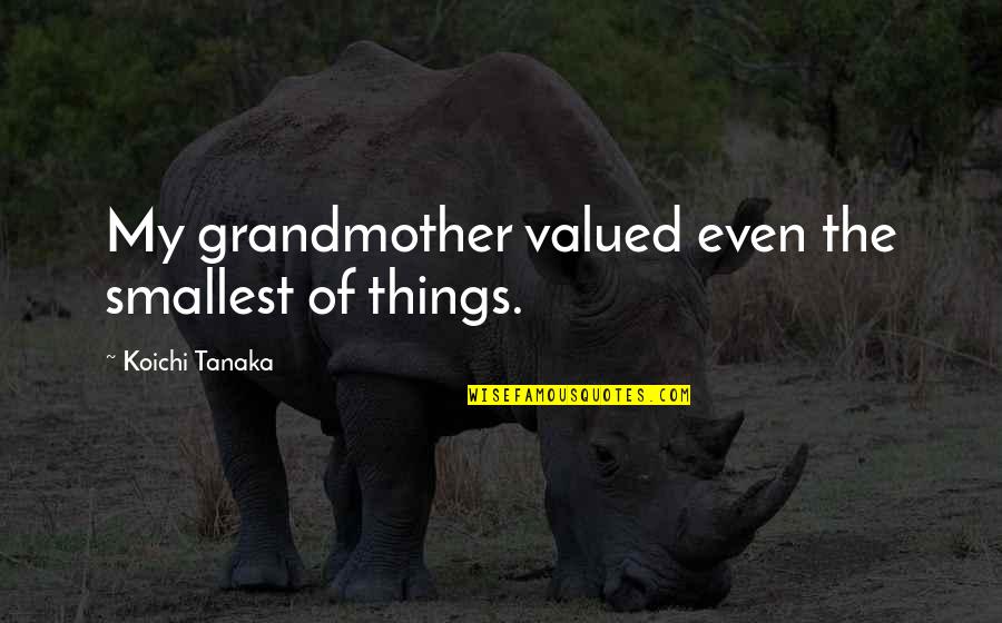 Smallest Things Quotes By Koichi Tanaka: My grandmother valued even the smallest of things.