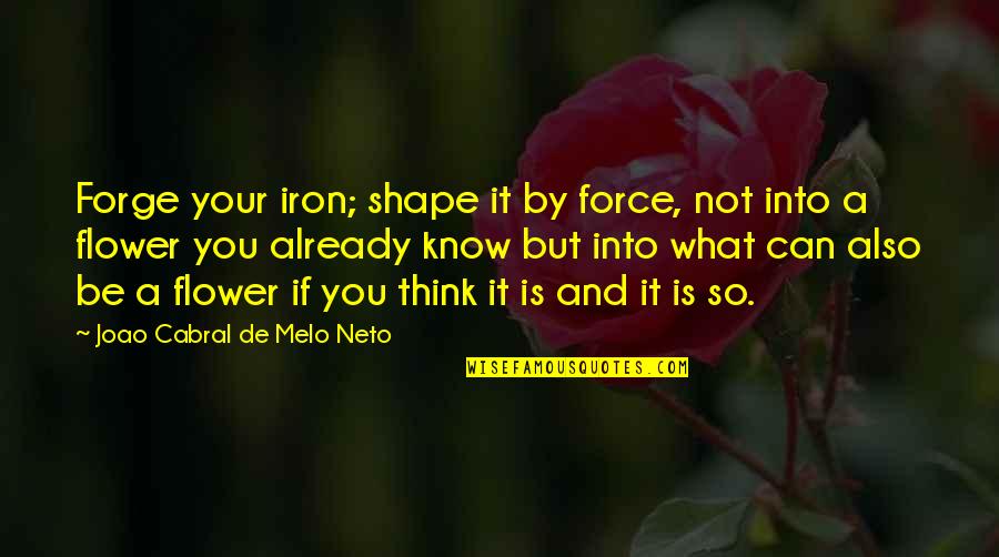 Smaltimore Quotes By Joao Cabral De Melo Neto: Forge your iron; shape it by force, not Smaltimore Quotes By Joao Cabral De Melo Neto: Forge your iron; shape it by force, not
