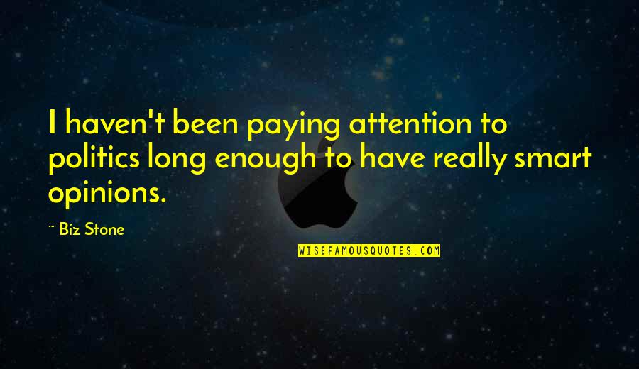 Smart Enough Quotes By Biz Stone: I haven't been paying attention to politics long