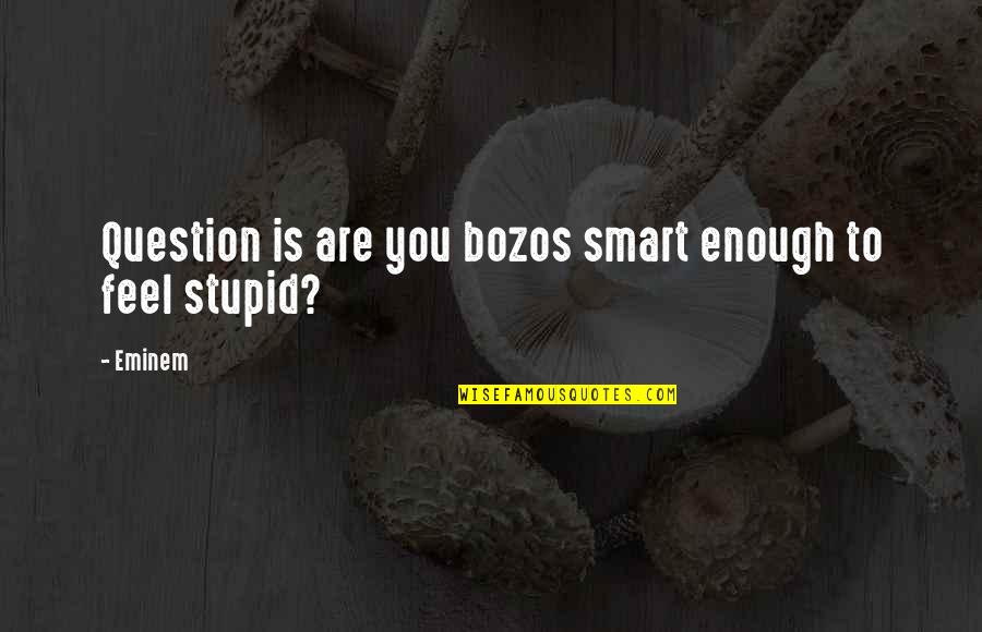 Smart Enough Quotes By Eminem: Question is are you bozos smart enough to