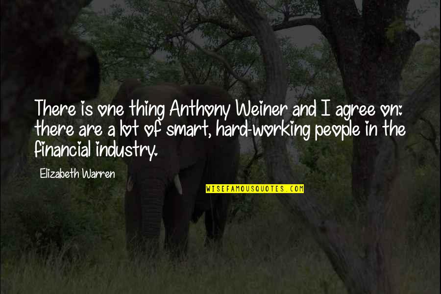 Smart Hard Working Quotes By Elizabeth Warren: There is one thing Anthony Weiner and I