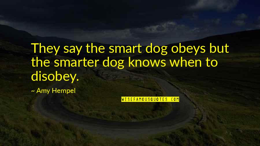 Smarter'n Quotes By Amy Hempel: They say the smart dog obeys but the