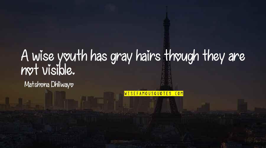 Smash The Day Quotes By Matshona Dhliwayo: A wise youth has gray hairs though they Smash The Day Quotes By Matshona Dhliwayo: A wise youth has gray hairs though they