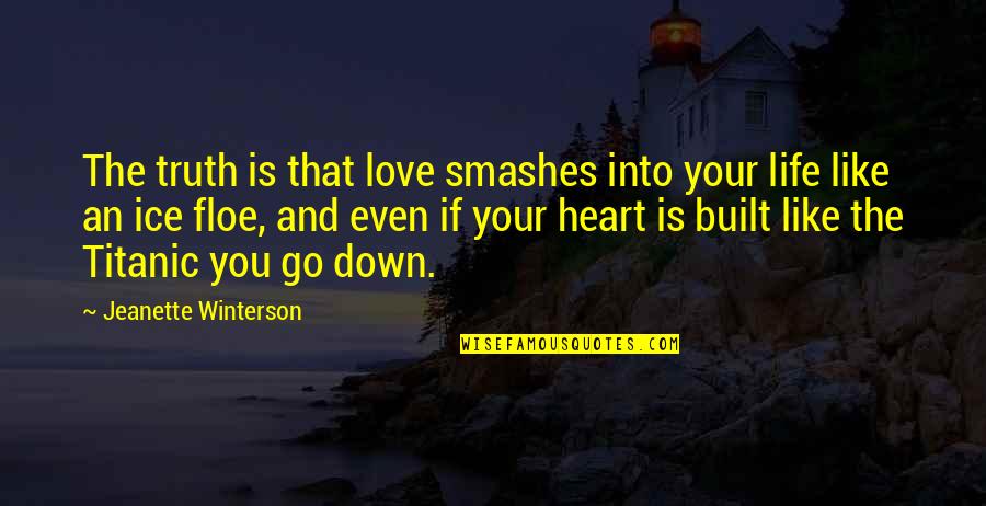 Smashes Quotes By Jeanette Winterson: The truth is that love smashes into your