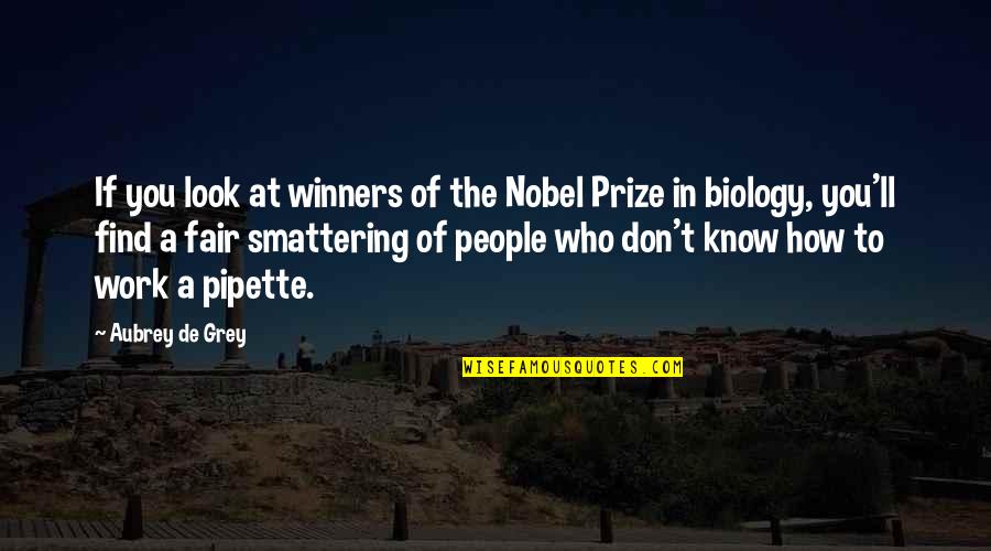 Smattering Quotes By Aubrey De Grey: If you look at winners of the Nobel