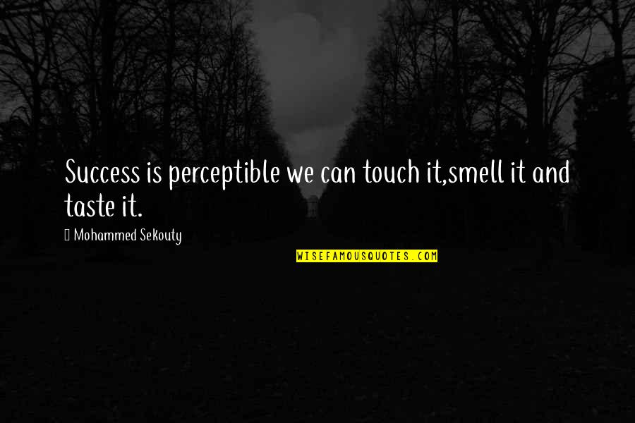 Smell And Taste Quotes By Mohammed Sekouty: Success is perceptible we can touch it,smell it Smell And Taste Quotes By Mohammed Sekouty: Success is perceptible we can touch it,smell it