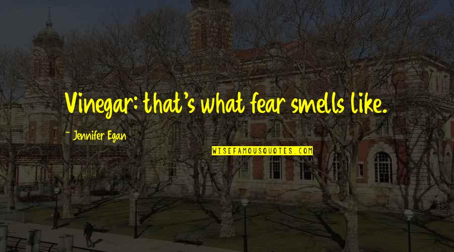 Smell Of Fear Quotes By Jennifer Egan: Vinegar: that's what fear smells like.