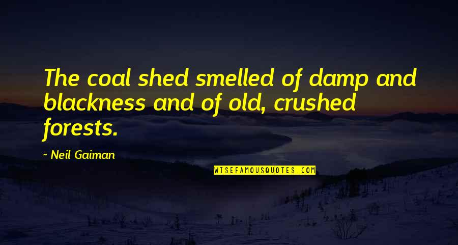 Smelled Quotes By Neil Gaiman: The coal shed smelled of damp and blackness